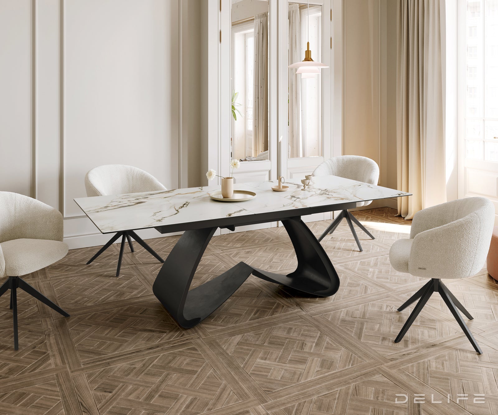 Produljivi stol Edge 180/220x100, Materijal: Keramika Calacatta Luxe