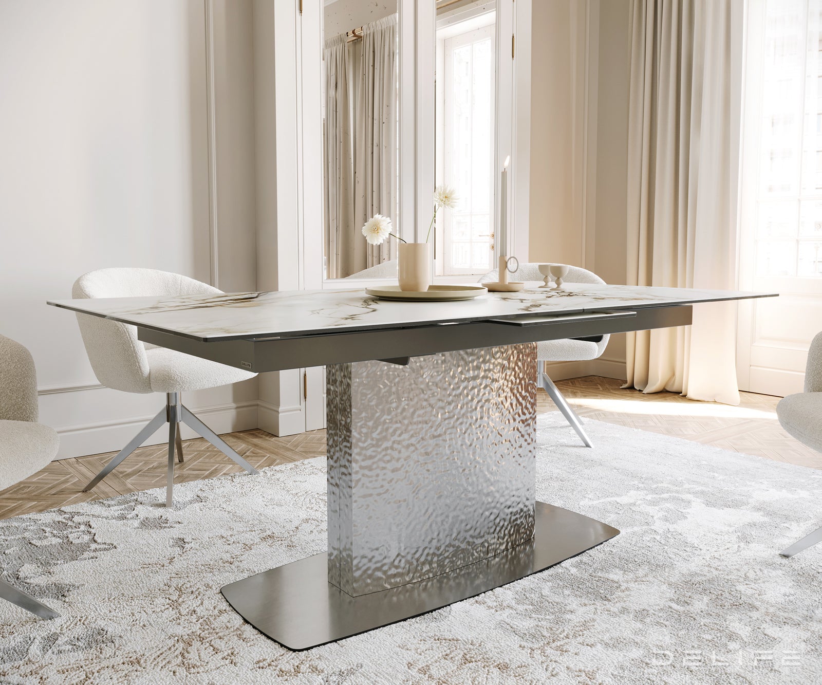 Produljivi stol Edge 180/220x100, Materijal: Keramika Calacatta Luxe