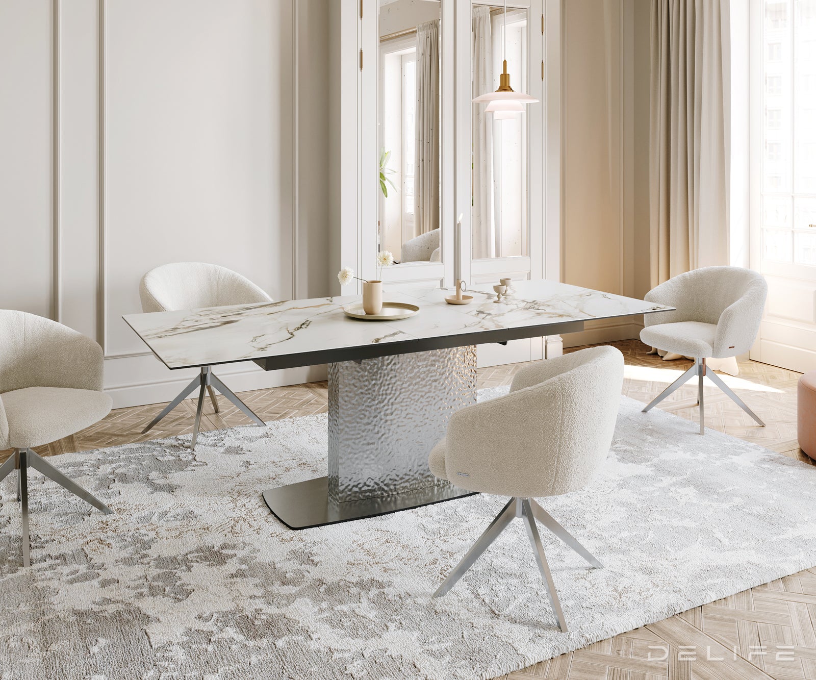 Produljivi stol Edge 180/220x100, Materijal: Keramika Calacatta Luxe