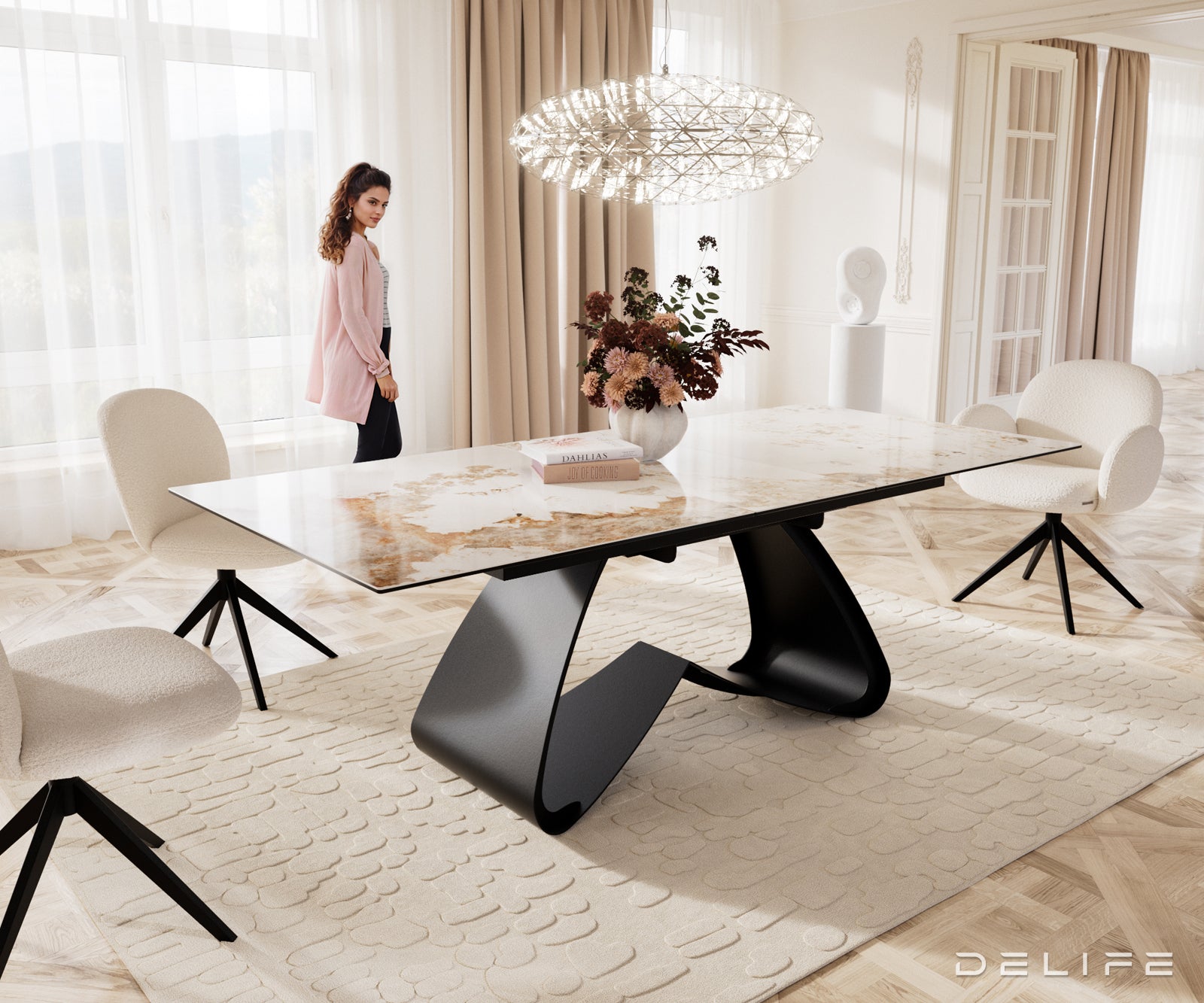 Produljivi stol Edge 180/220x100cm, Materijal: Keramika Minas Melange