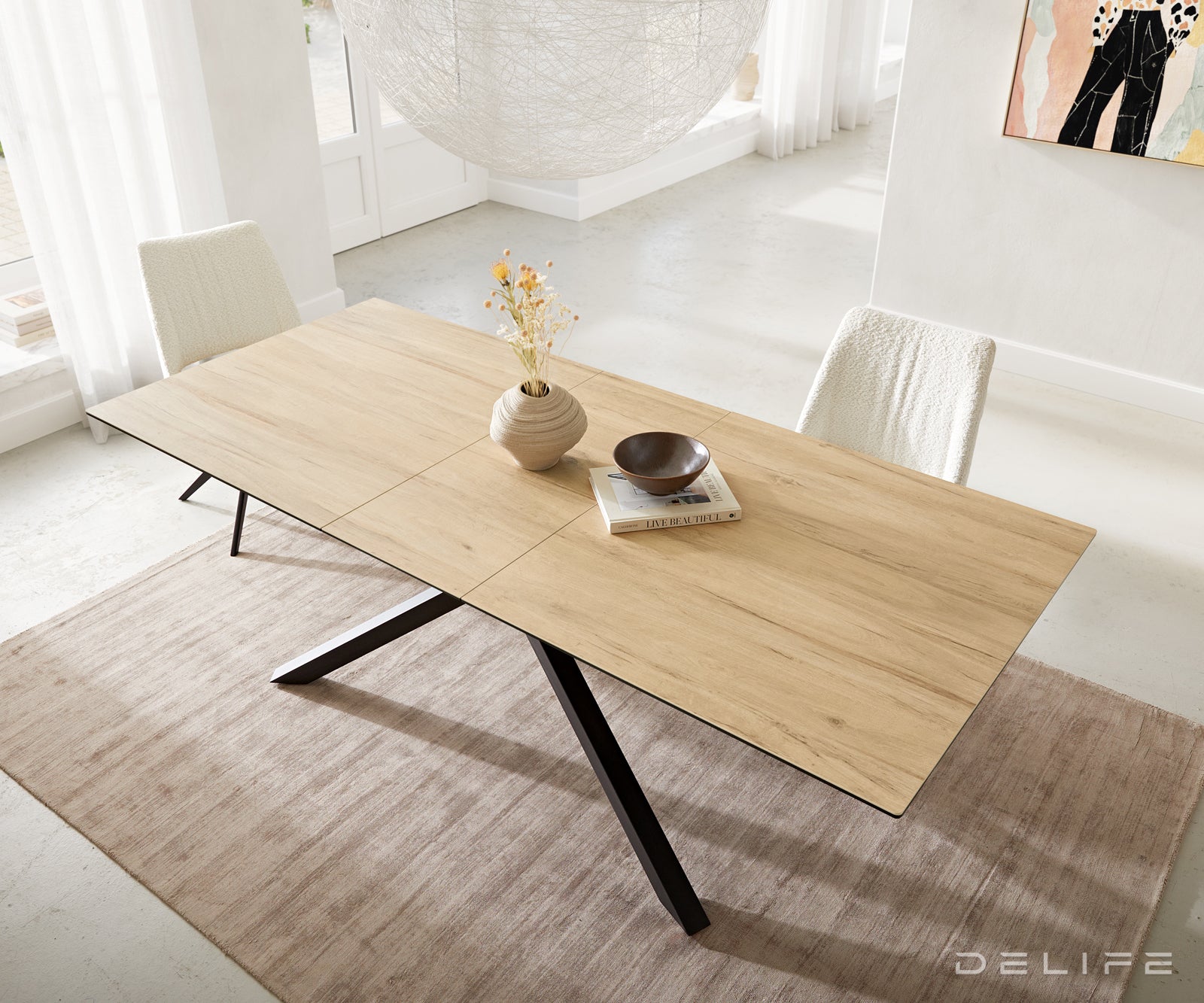 Produljivi stol Edge 180/220x100, Materijal: Keramika Laminam Sabbia