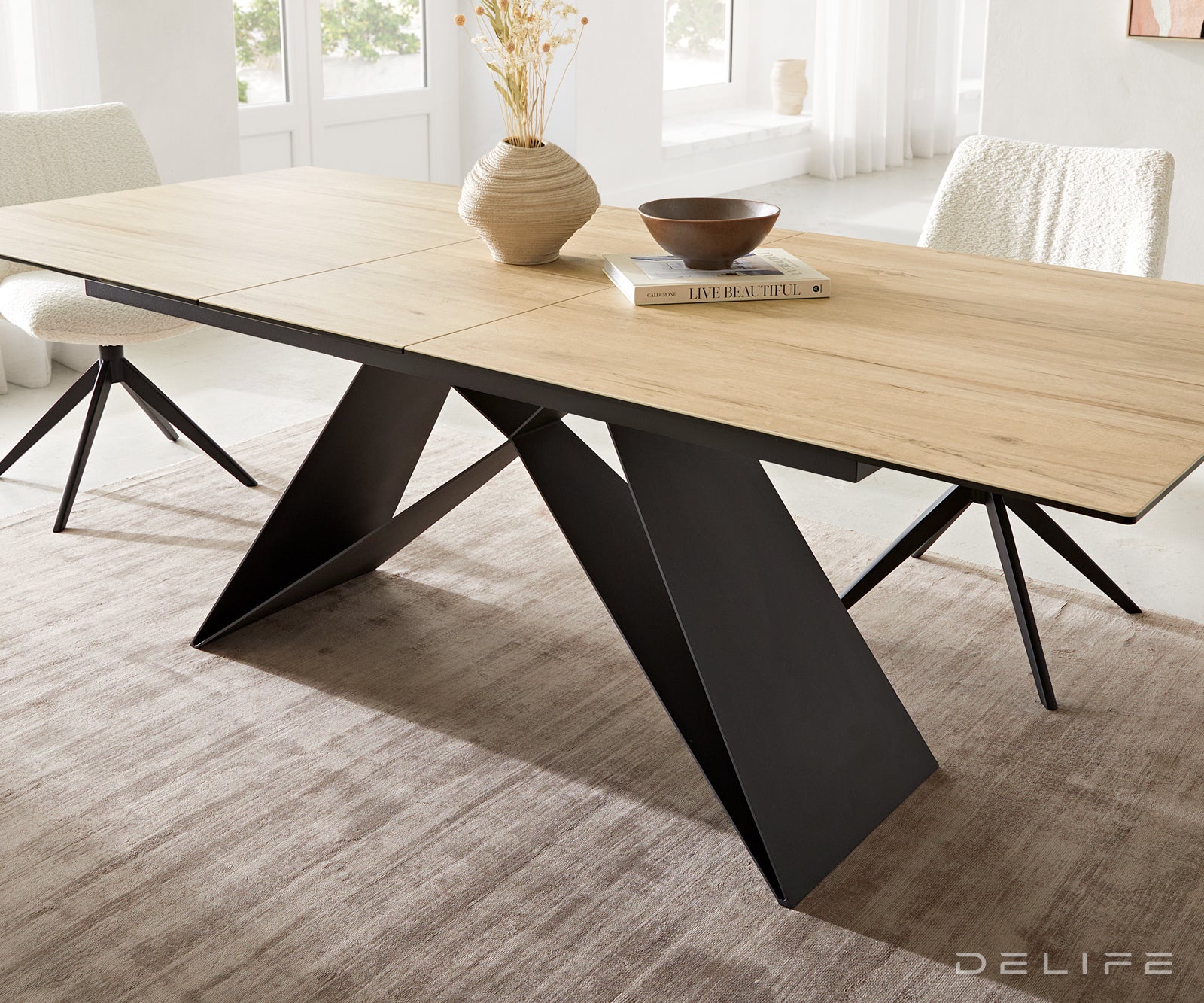 Produljivi stol Edge 180/220x100, Materijal: Keramika Laminam Sabbia