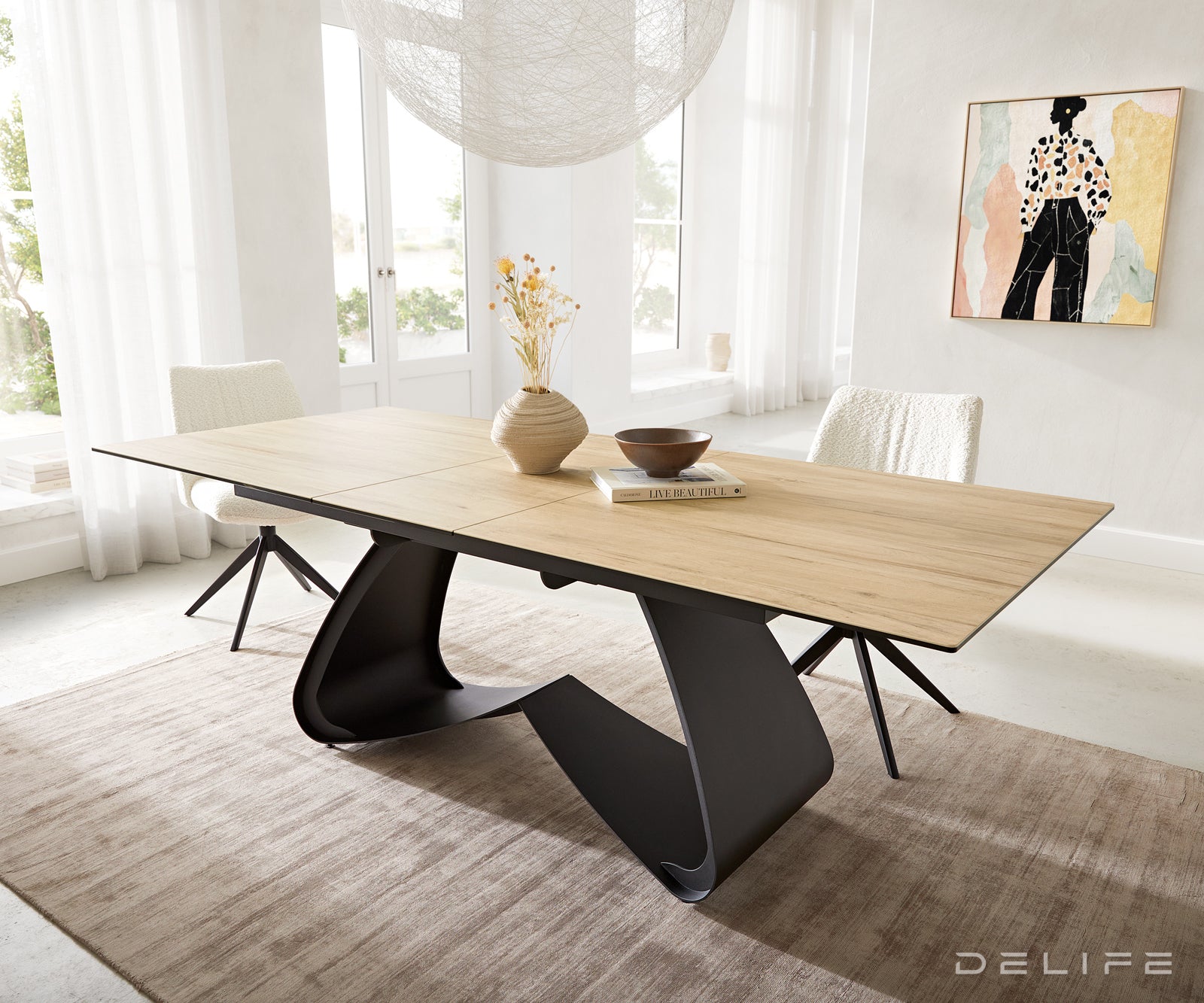 Produljivi stol Edge 180/220x100, Materijal: Keramika Laminam Sabbia