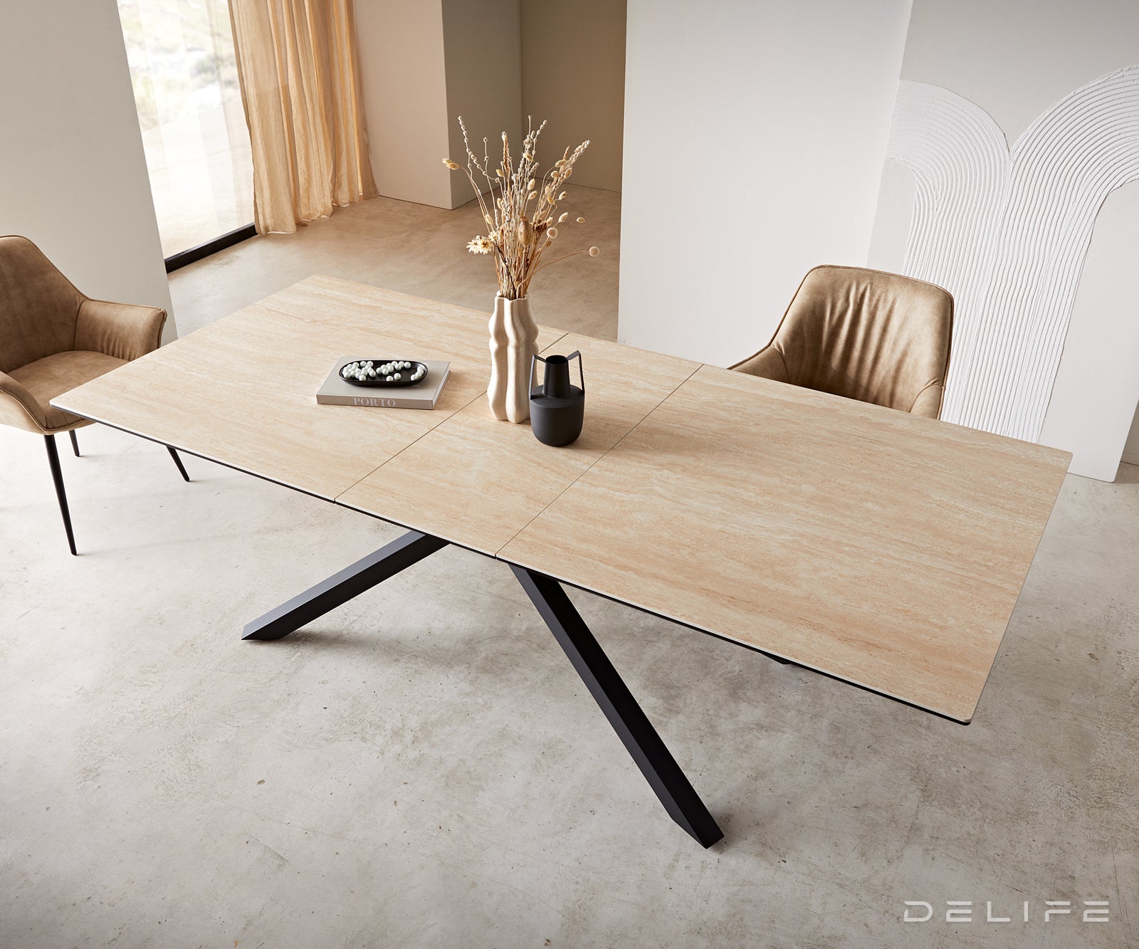 Produljivi stol Edge 180/220x100, Materijal: Keramika Travertin