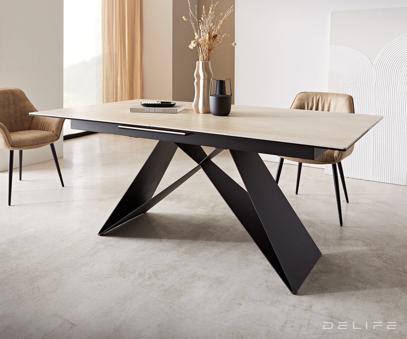 Produljivi stol Edge 180/220x100, Materijal: Keramika Travertin