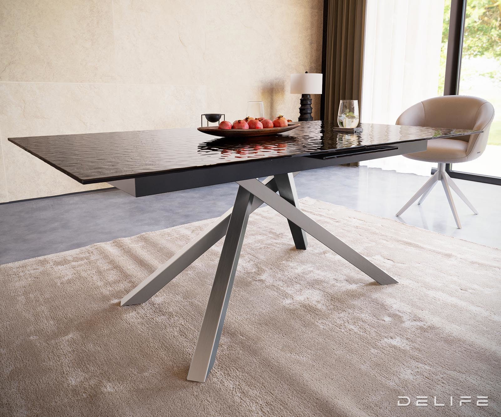 Blagovaonski stol Edge 180/220x100cm, Materijal: Staklo