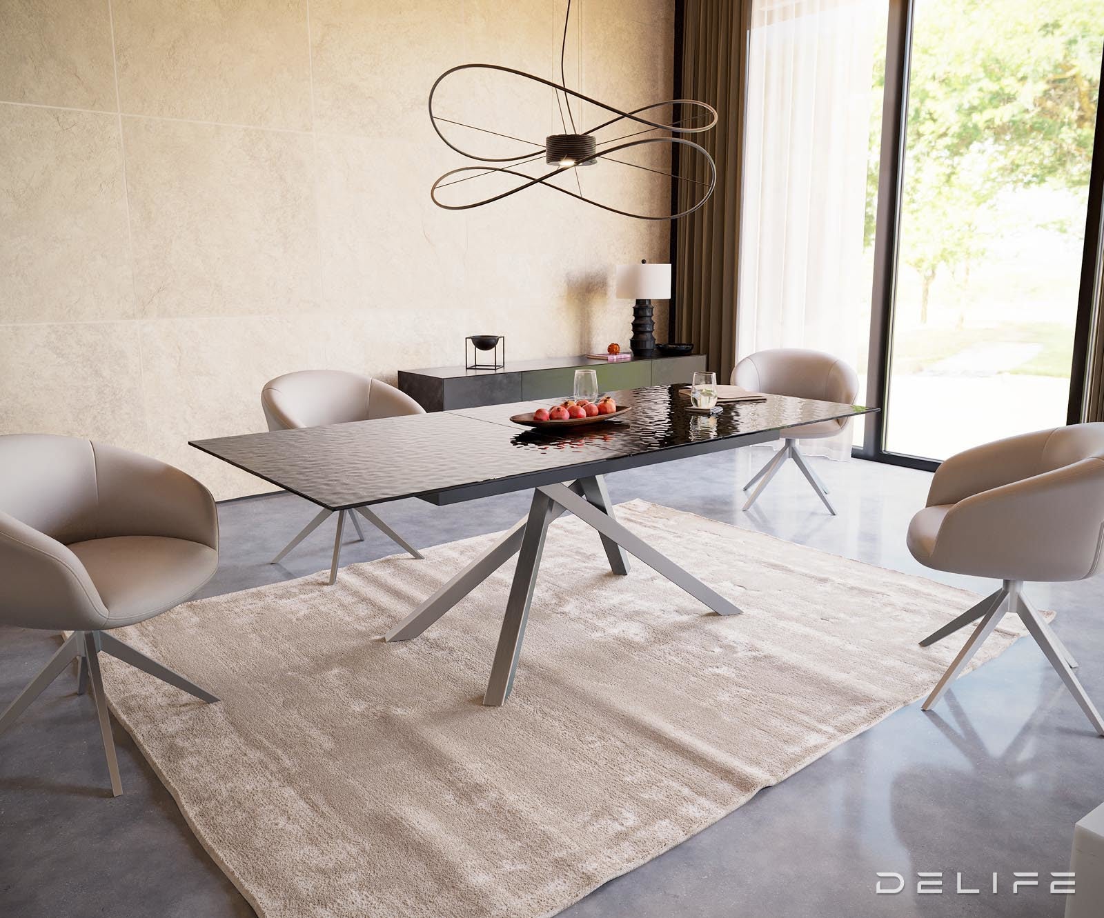 Blagovaonski stol Edge 180/220x100cm, Materijal: Staklo