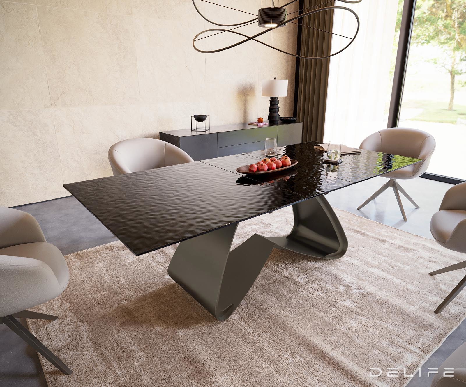 Blagovaonski stol Edge 180/220x100cm, Materijal: Staklo