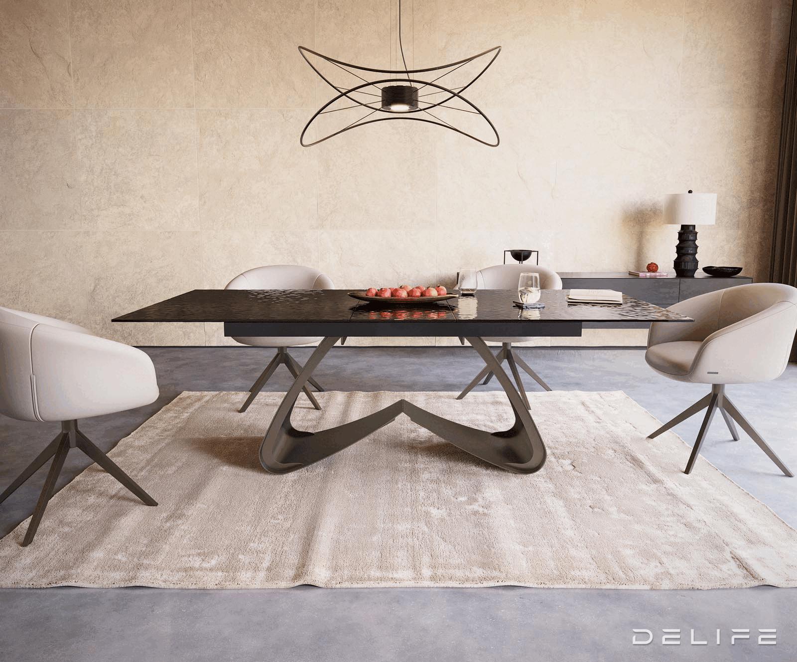 Blagovaonski stol Edge 180/220x100cm, Materijal: Staklo