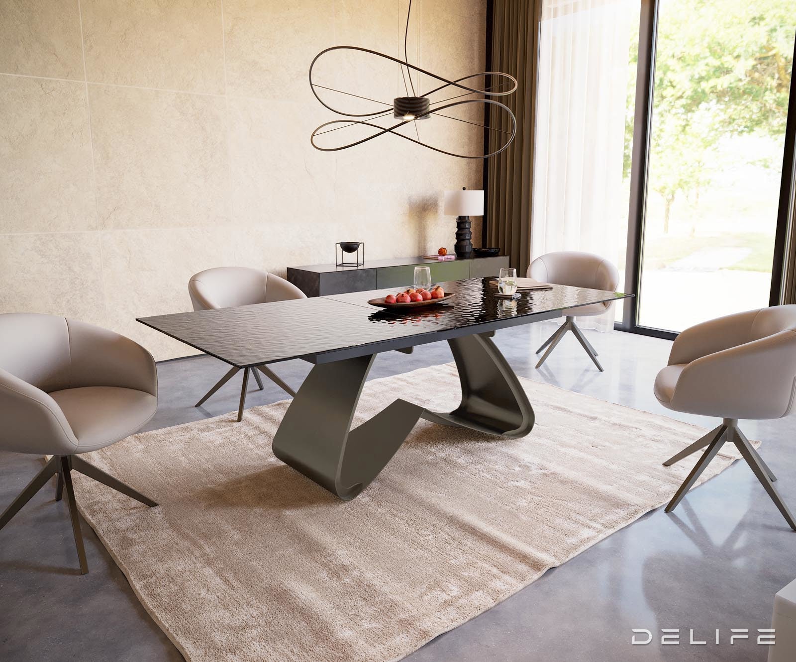 Blagovaonski stol Edge 180/220x100cm, Materijal: Staklo