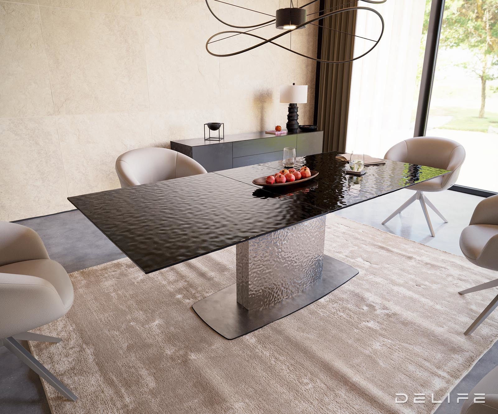 Blagovaonski stol Edge 180/220x100cm, Materijal: Staklo