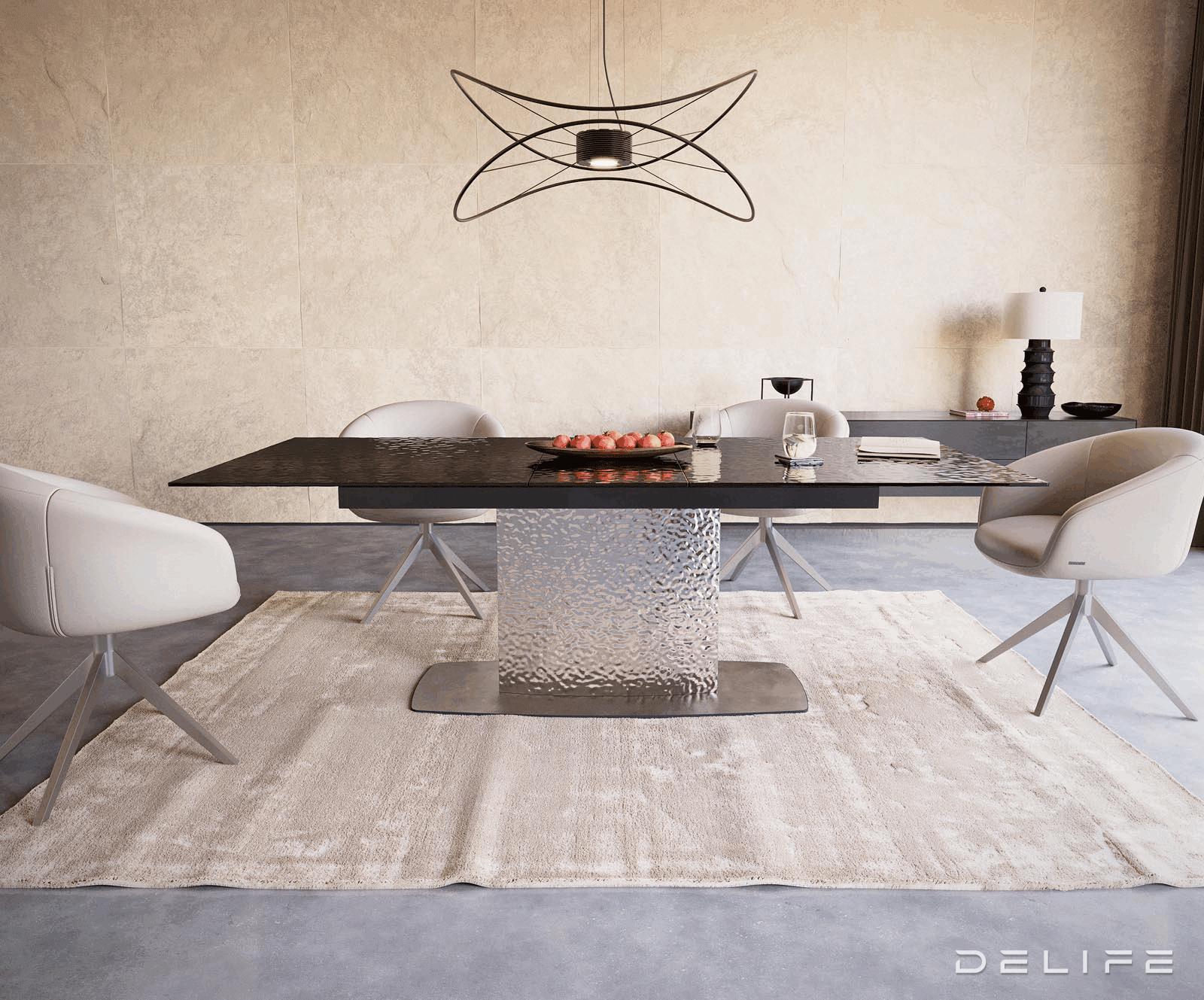 Blagovaonski stol Edge 180/220x100cm, Materijal: Staklo