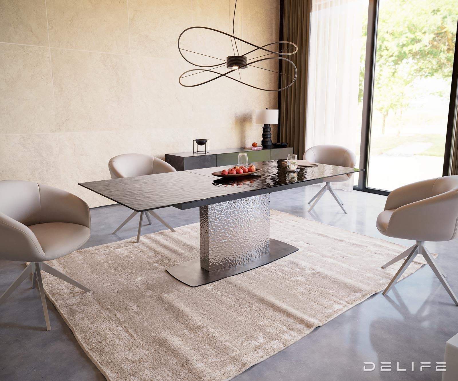 Blagovaonski stol Edge 180/220x100cm, Materijal: Staklo