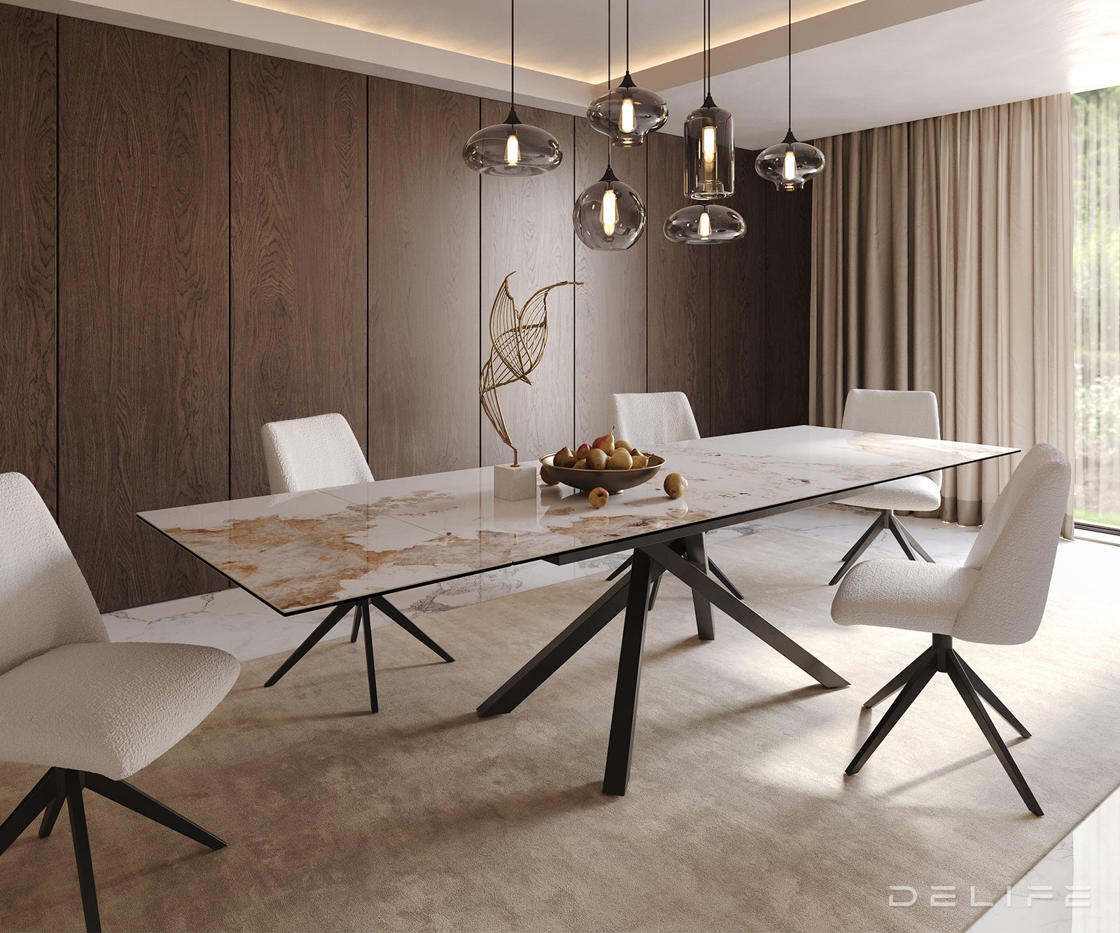 Produljivi stol Edge 200/300x100, Materijal: Keramika Minas Melange