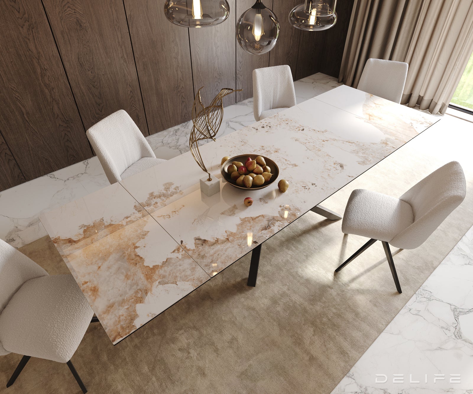 Produljivi stol Edge 200/300x100, Materijal: Keramika Minas Melange