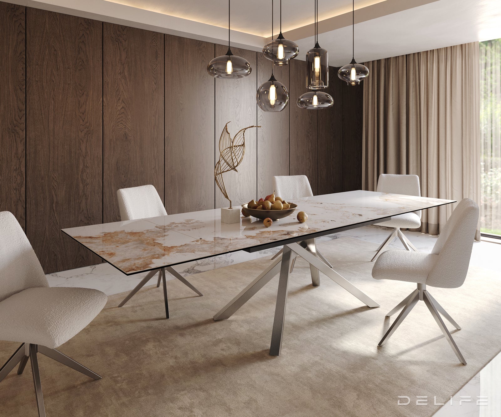 Produljivi stol Edge 200/300x100, Materijal: Keramika Minas Melange