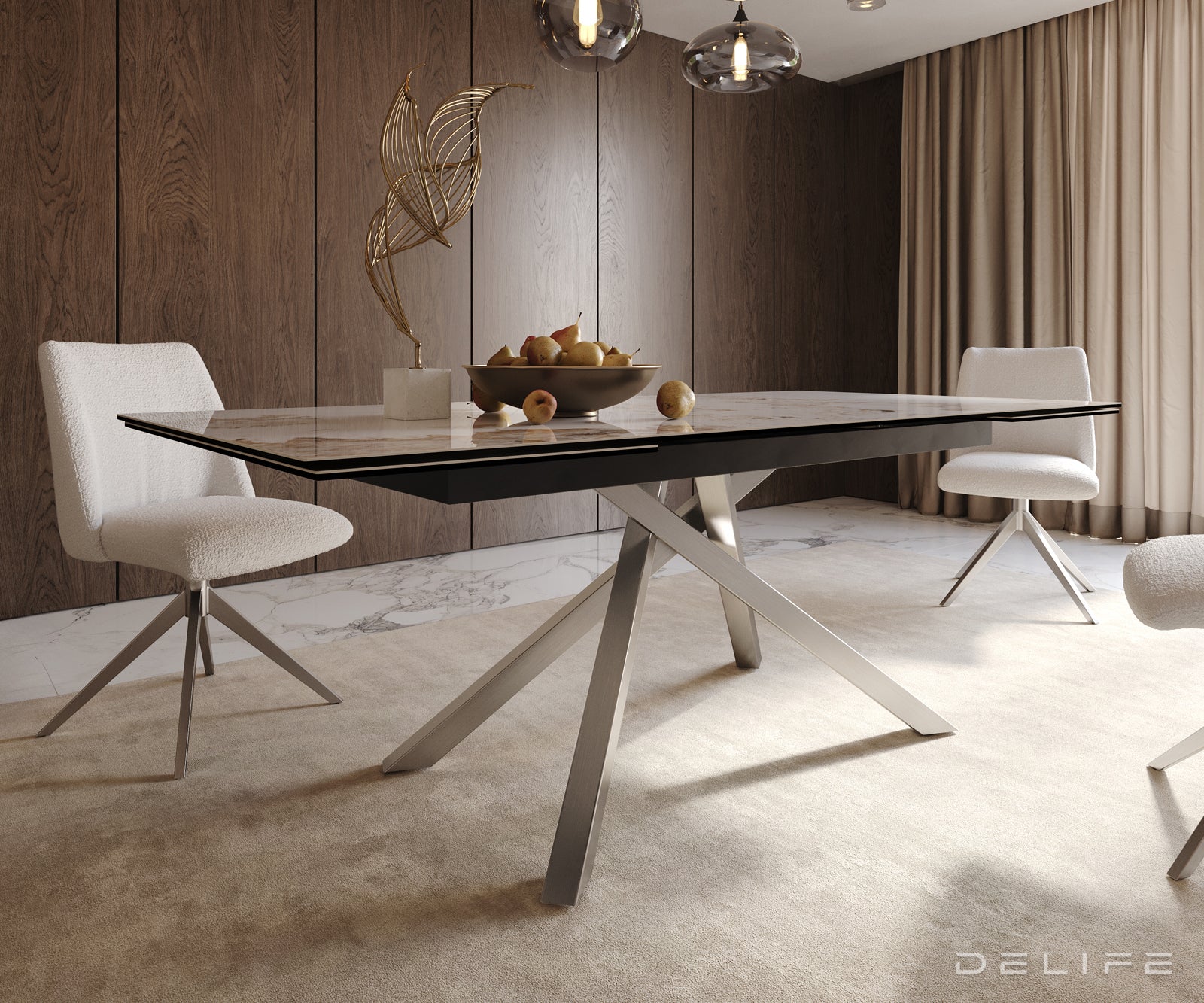 Produljivi stol Edge 200/300x100, Materijal: Keramika Minas Melange