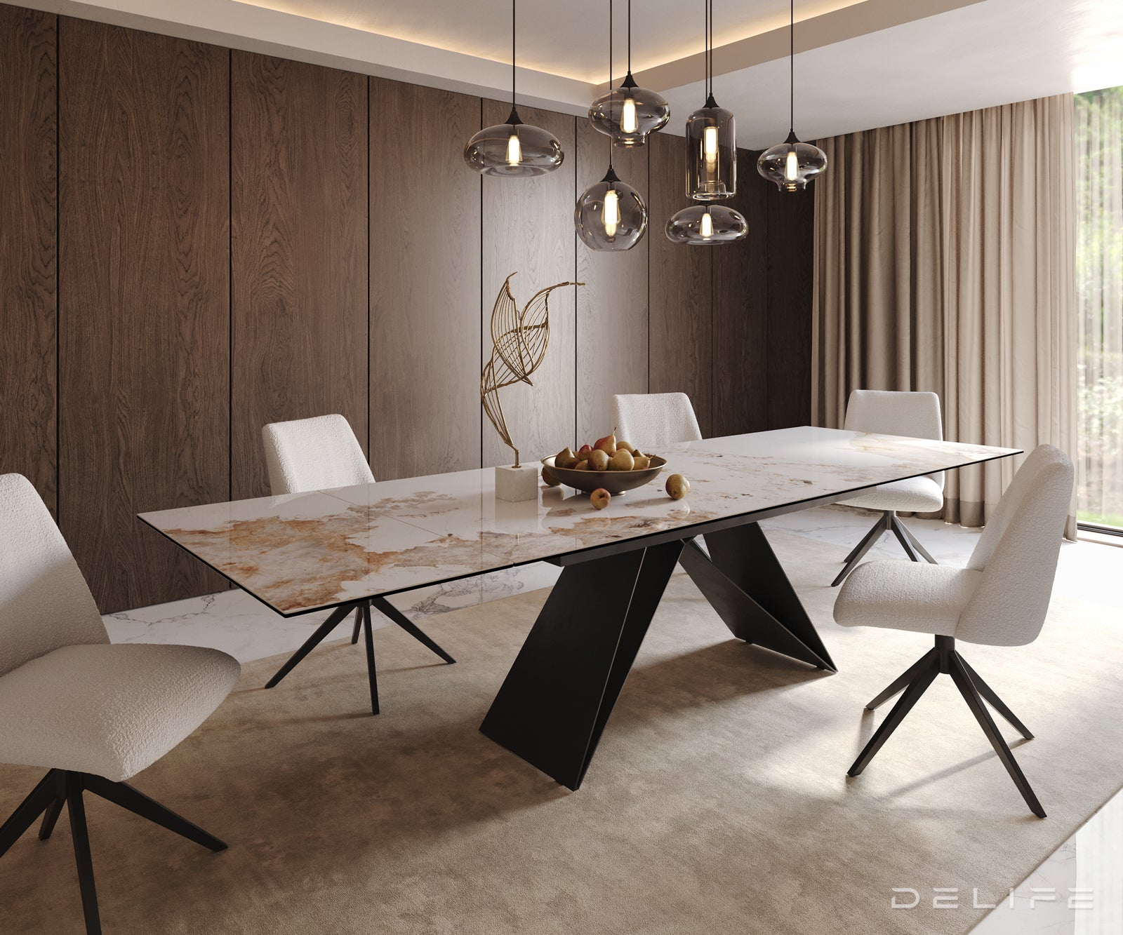 Produljivi stol Edge 200/300x100, Materijal: Keramika Minas Melange