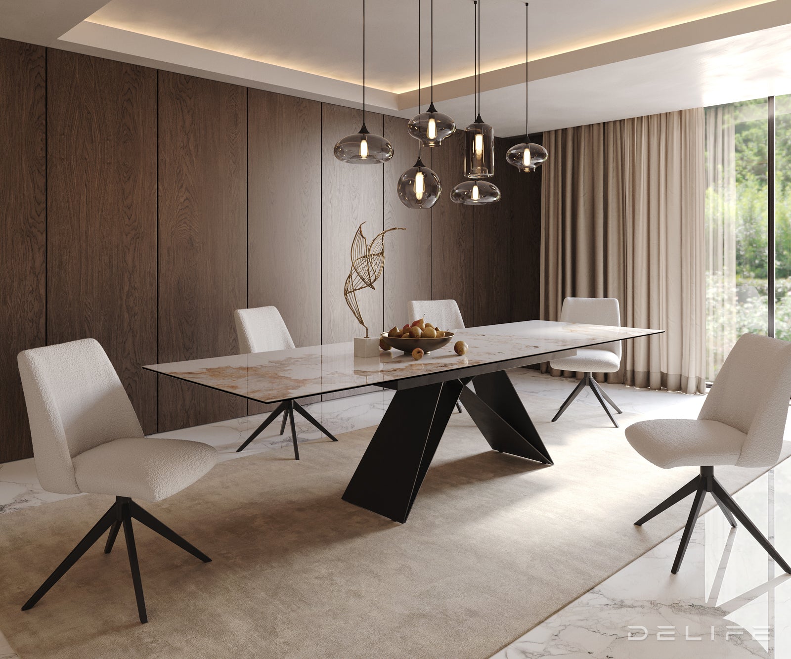 Produljivi stol Edge 200/300x100, Materijal: Keramika Minas Melange