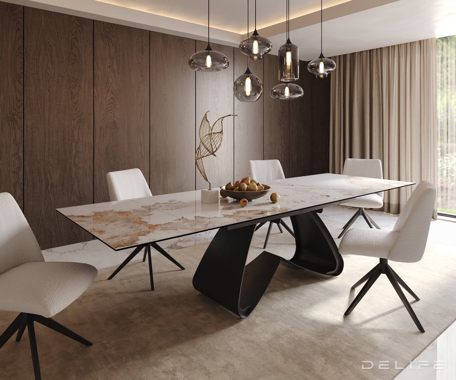 Produljivi stol Edge 200/300x100, Materijal: Keramika Minas Melange