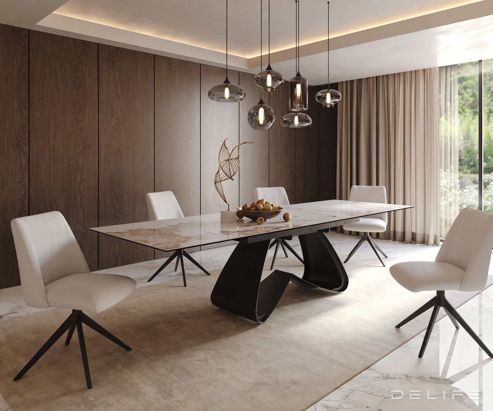 Produljivi stol Edge 200/300x100, Materijal: Keramika Minas Melange