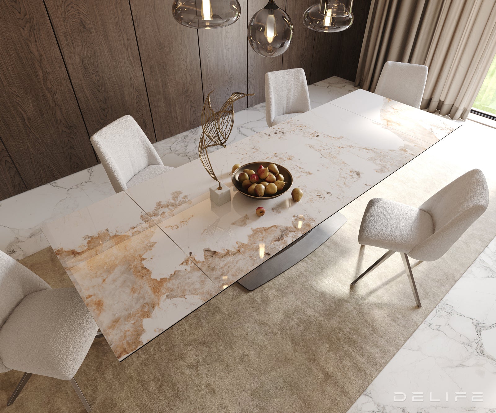 Produljivi stol Edge 200/300x100, Materijal: Keramika Minas Melange