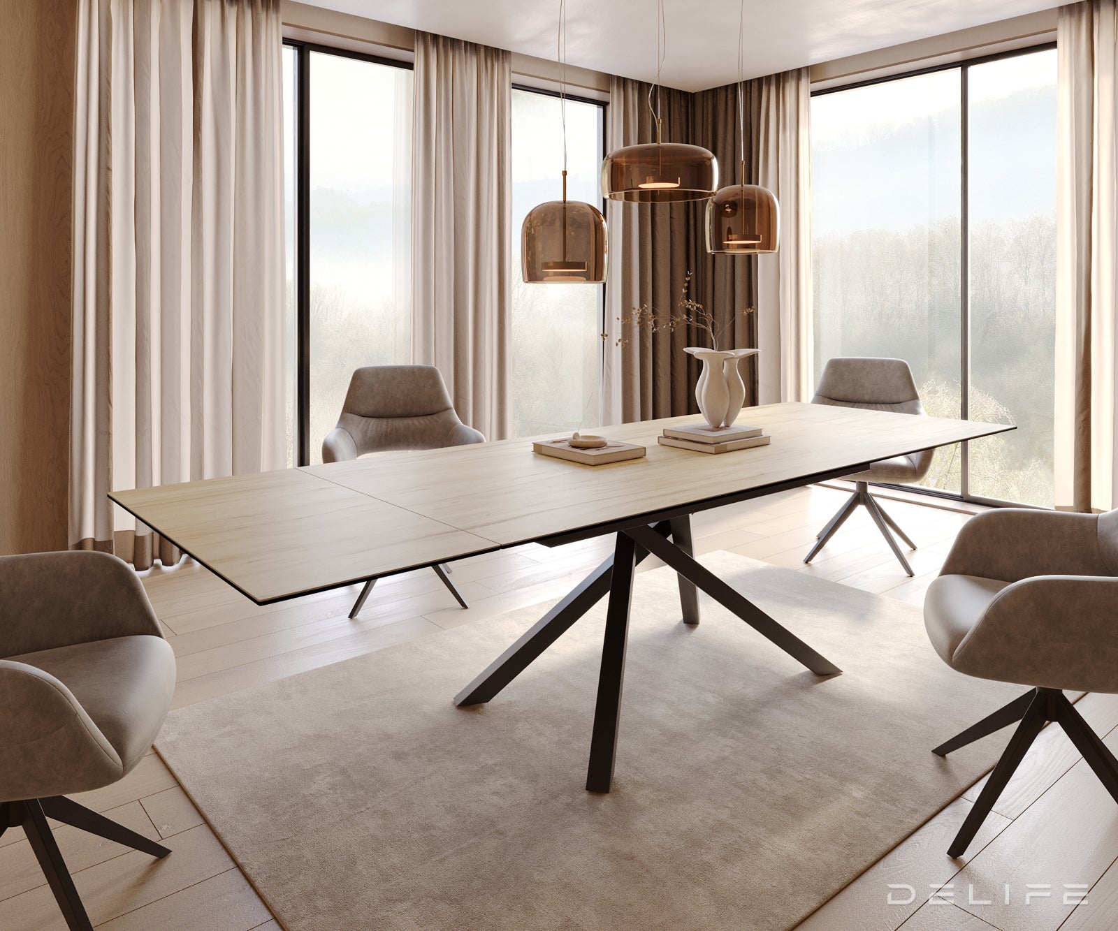 Produljivi stol Edge 200/300x100, Materijal: Keramika Laminam Sabbia