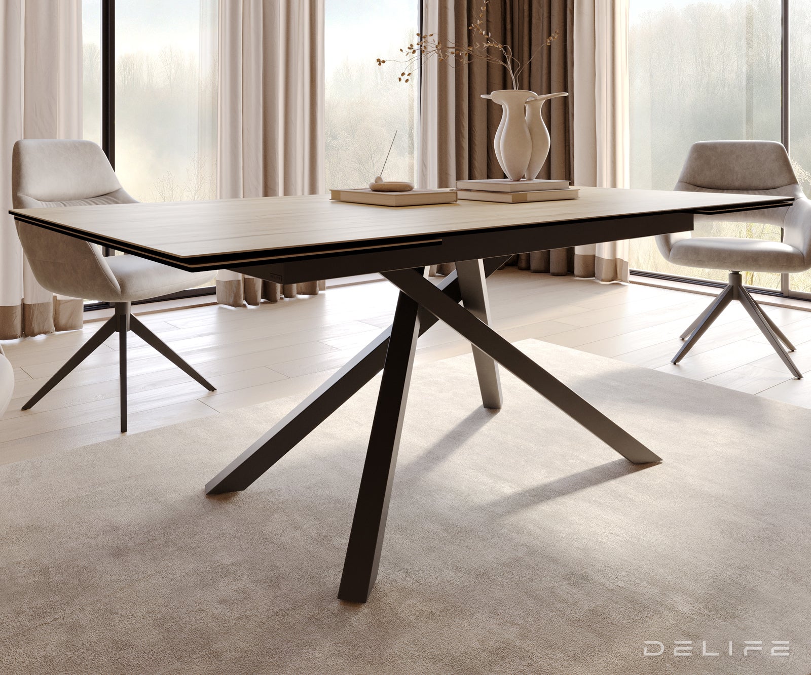 Produljivi stol Edge 200/300x100, Materijal: Keramika Laminam Sabbia