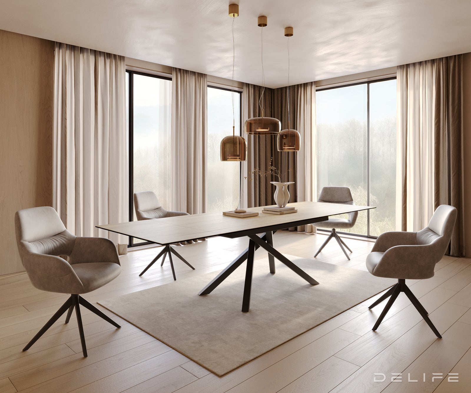 Produljivi stol Edge 200/300x100, Materijal: Keramika Laminam Sabbia