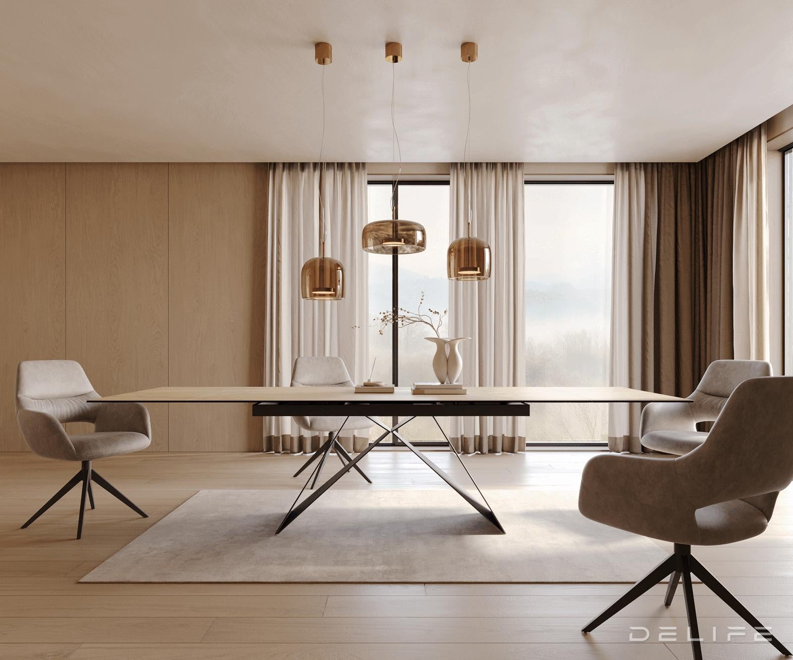 Produljivi stol Edge 200/300x100, Materijal: Keramika Laminam Sabbia