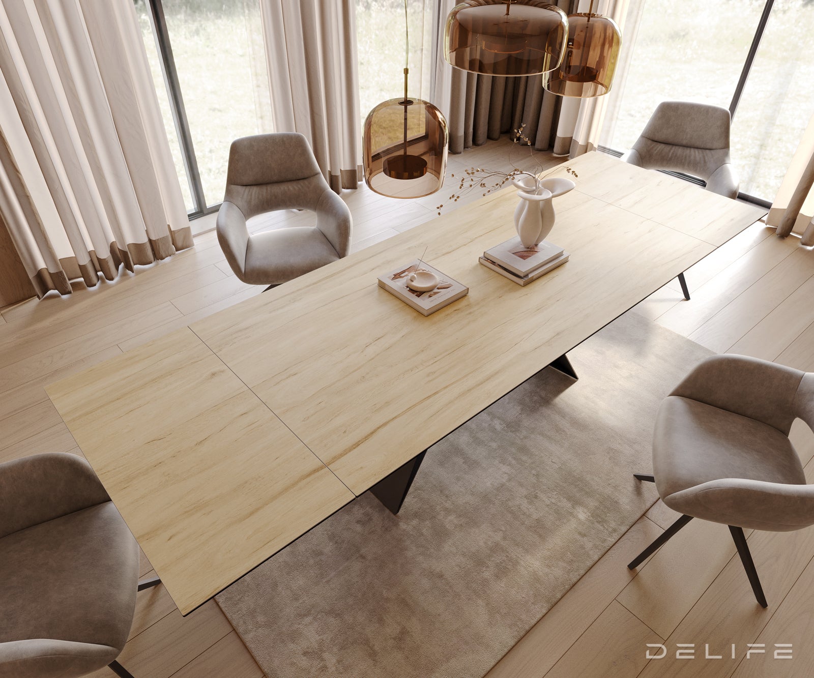 Produljivi stol Edge 200/300x100, Materijal: Keramika Laminam Sabbia