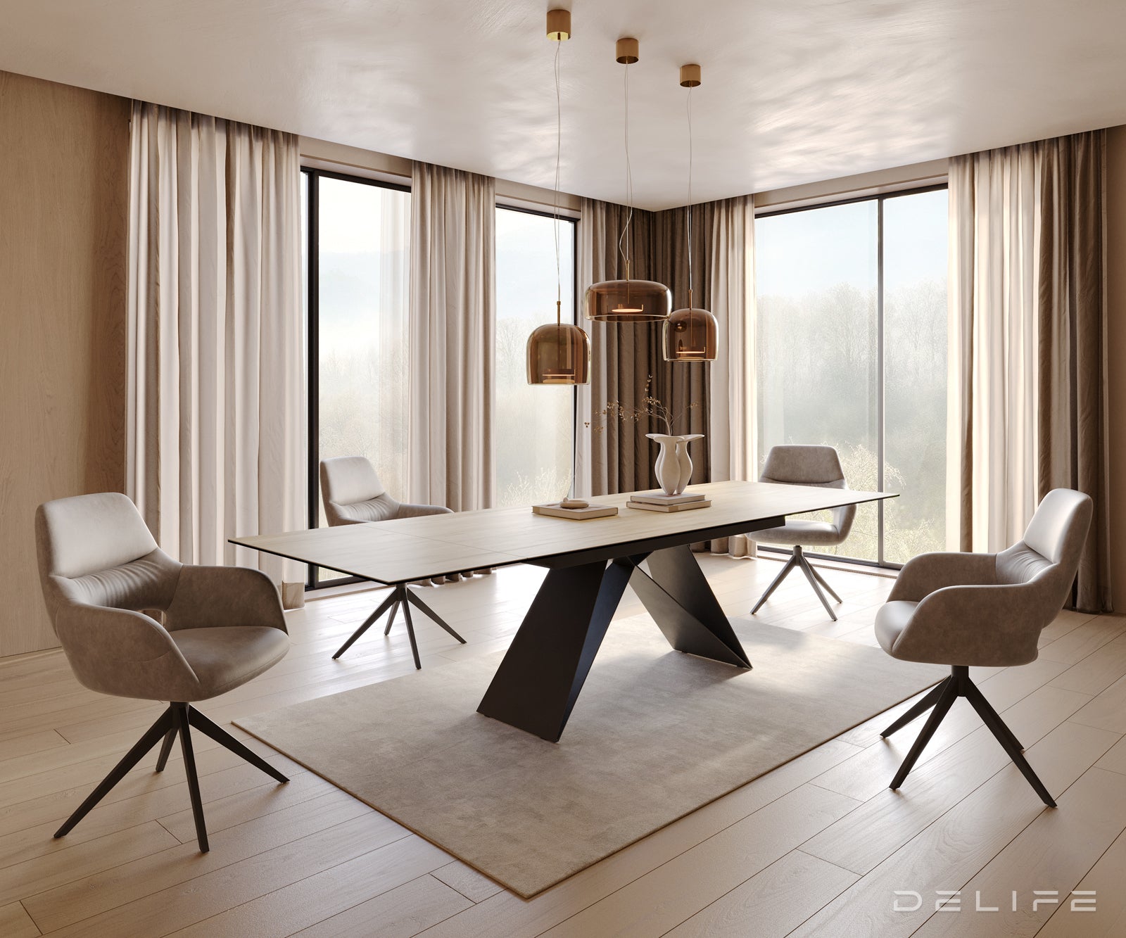 Produljivi stol Edge 200/300x100, Materijal: Keramika Laminam Sabbia