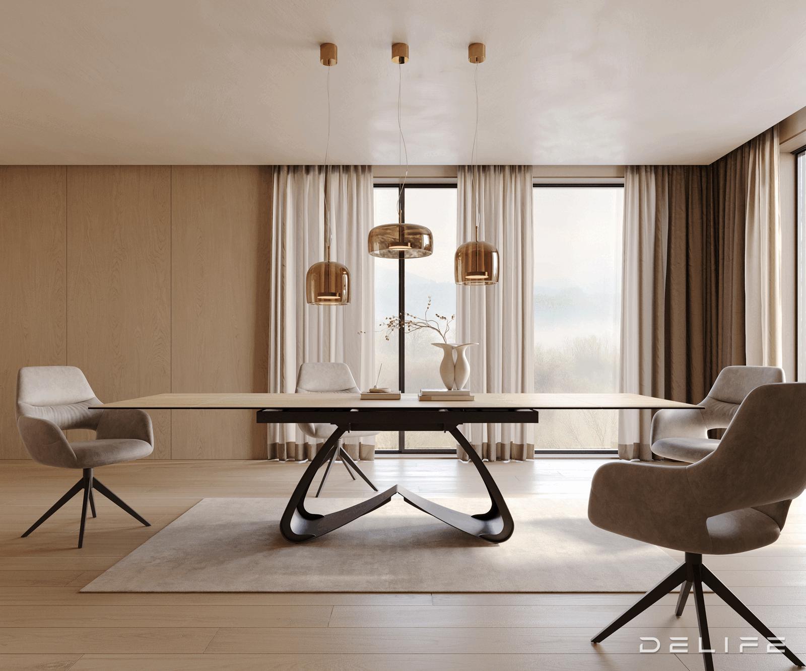 Produljivi stol Edge 200/300x100, Materijal: Keramika Laminam Sabbia