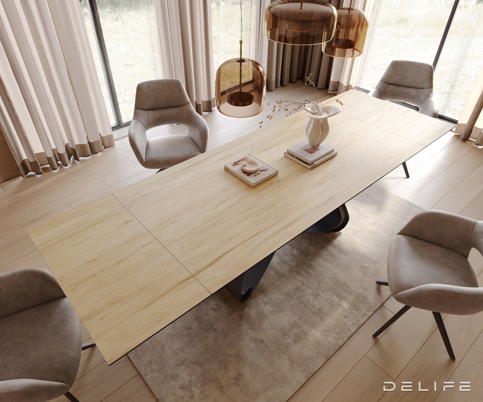 Produljivi stol Edge 200/300x100, Materijal: Keramika Laminam Sabbia