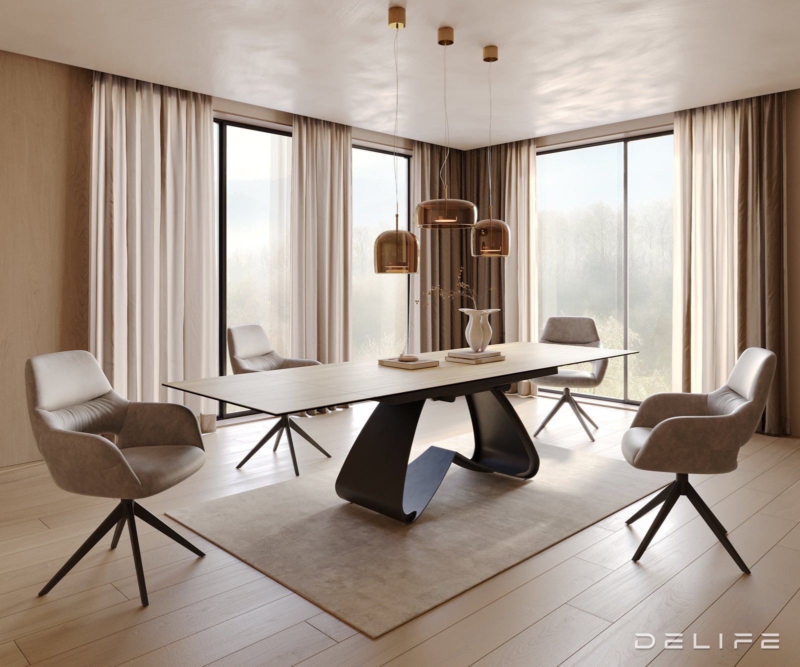 Produljivi stol Edge 200/300x100, Materijal: Keramika Laminam Sabbia