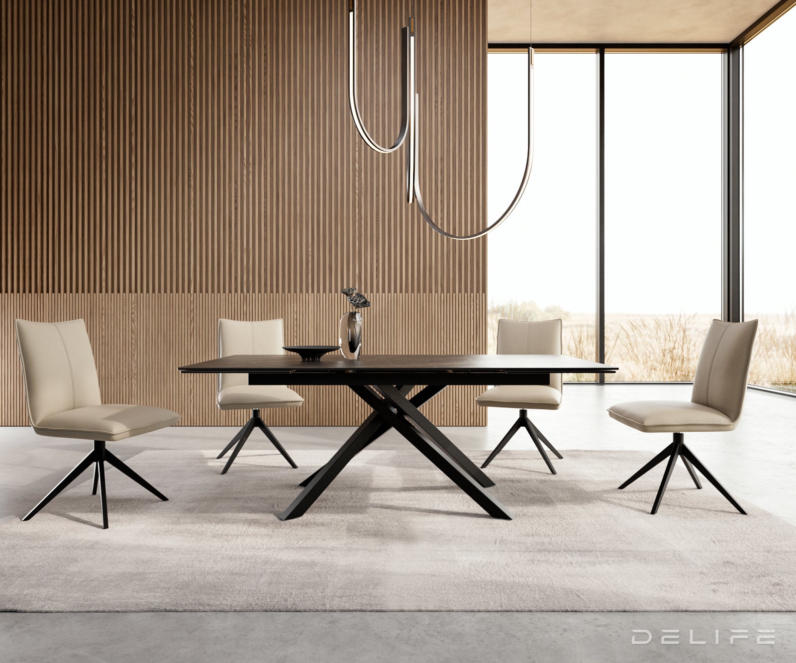 Produljivi stol Edge 200/300x100, Materijal: Keramika Laminam Noir Desir