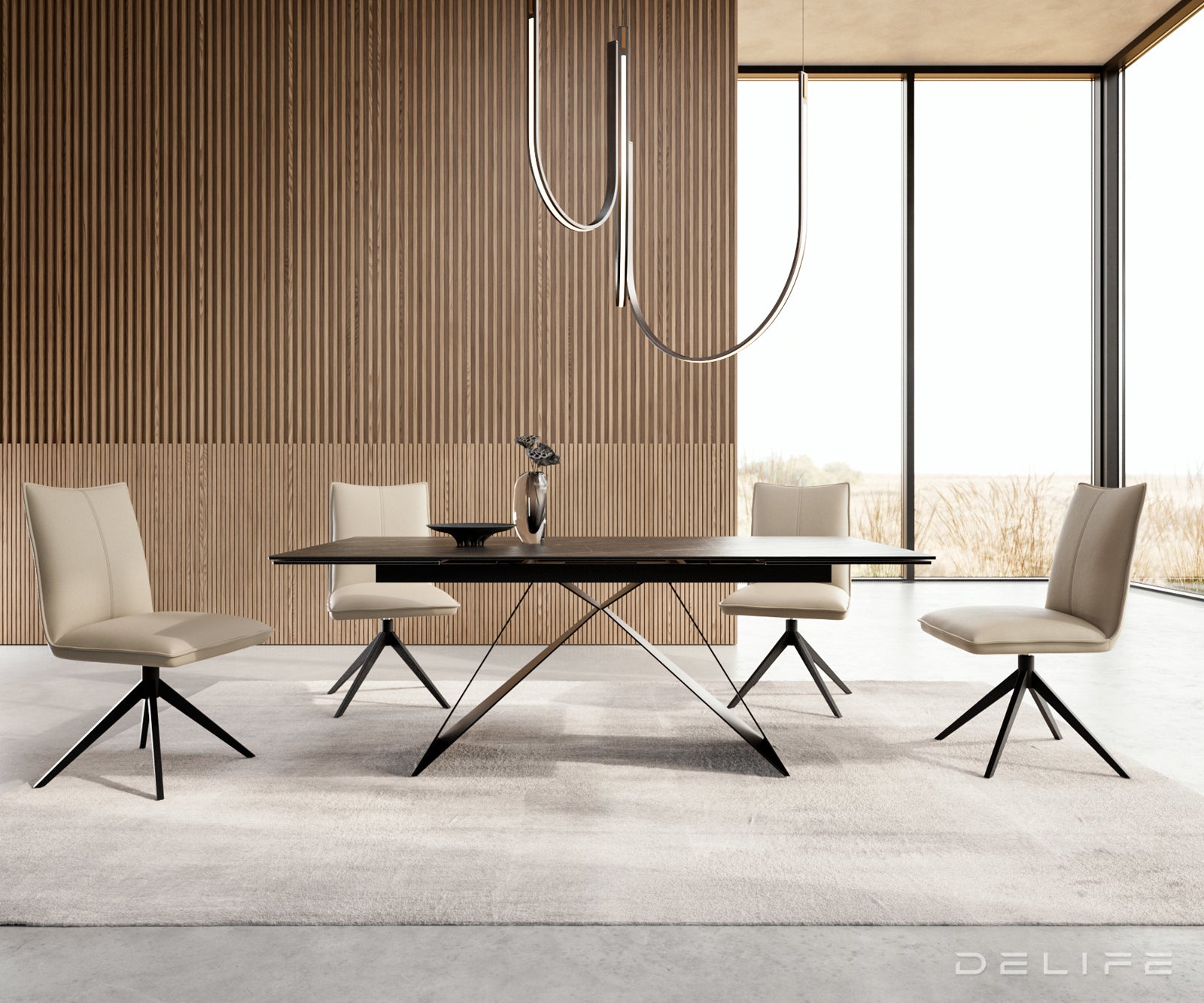 Produljivi stol Edge 200/300x100, Materijal: Keramika Laminam Noir Desir