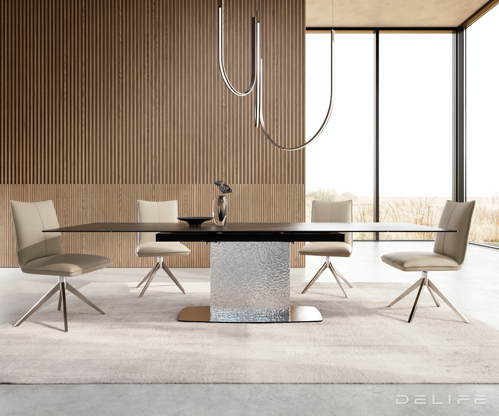 Produljivi stol Edge 200/300x100, Materijal: Keramika Laminam Noir Desir