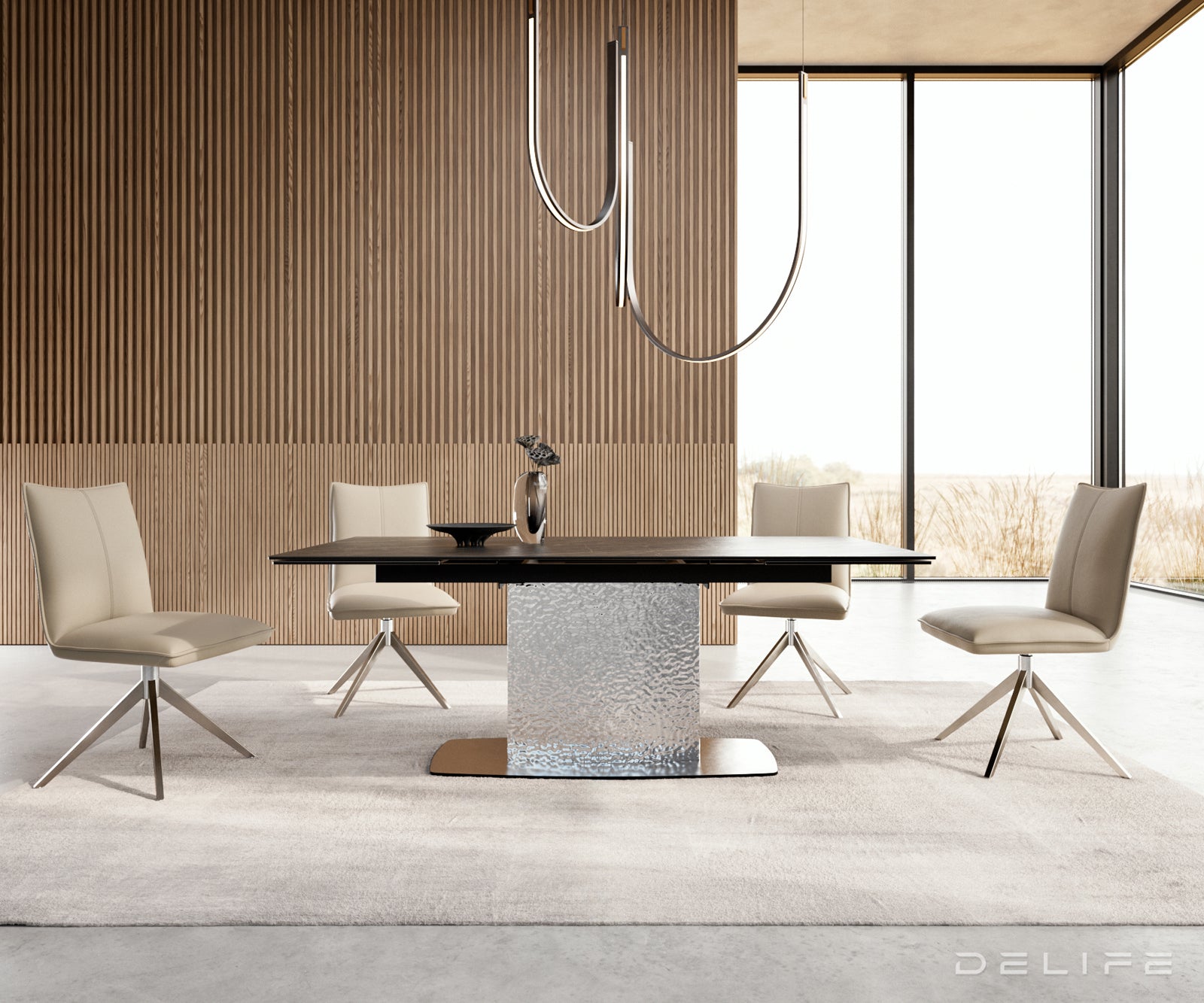 Produljivi stol Edge 200/300x100, Materijal: Keramika Laminam Noir Desir