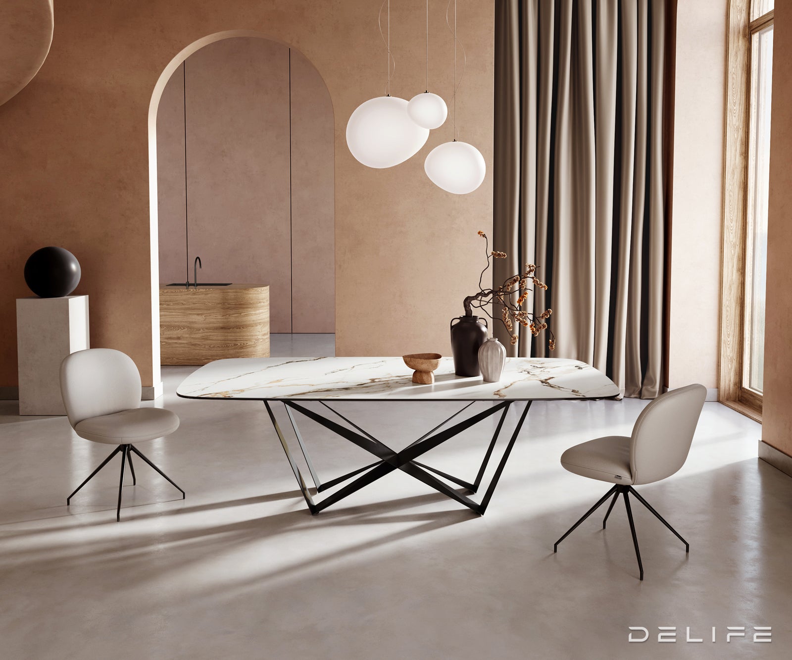 Blagovaonski stol Edge 240x120cm, Materijal: Keramika Calacatta Luxe