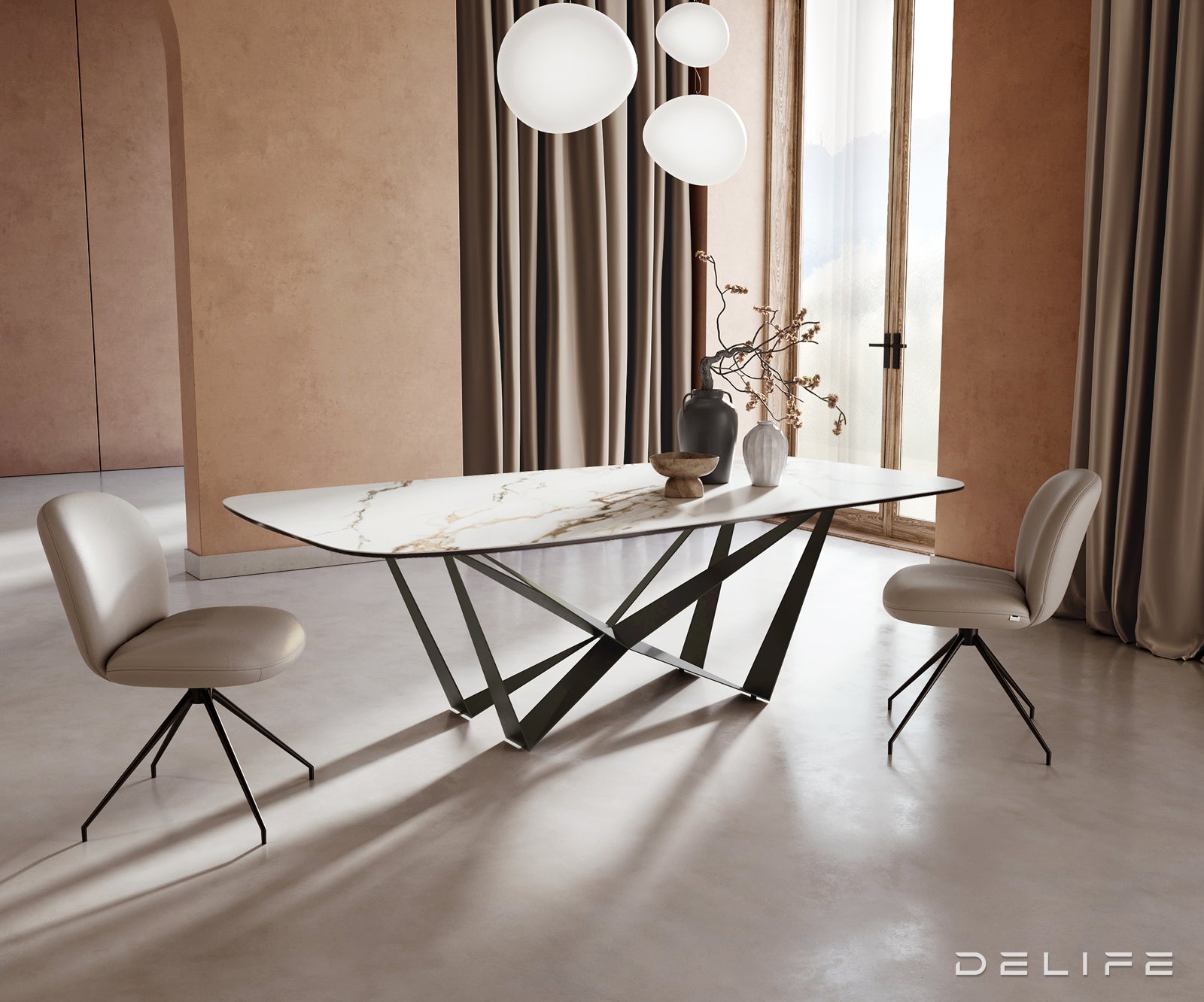 Blagovaonski stol Edge 240x120cm, Materijal: Keramika Calacatta Luxe