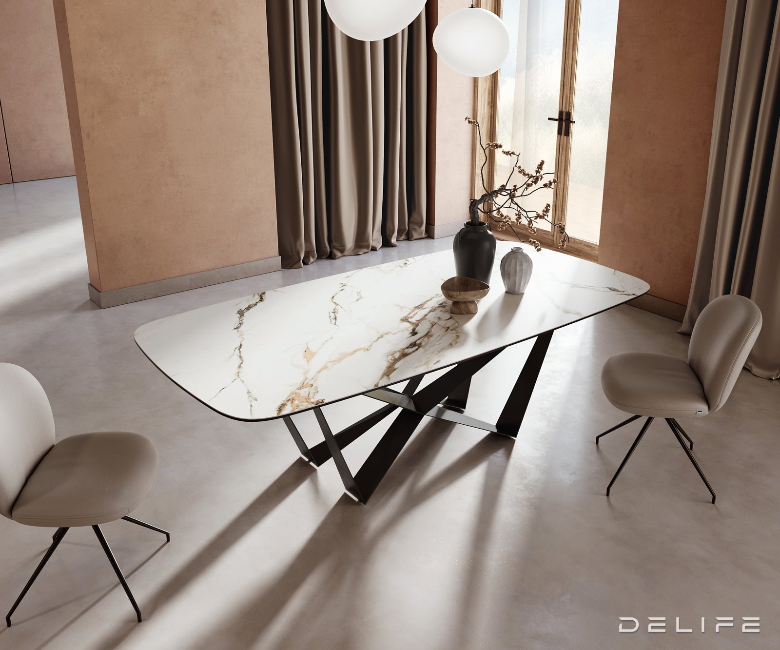 Blagovaonski stol Edge 240x120cm, Materijal: Keramika Calacatta Luxe