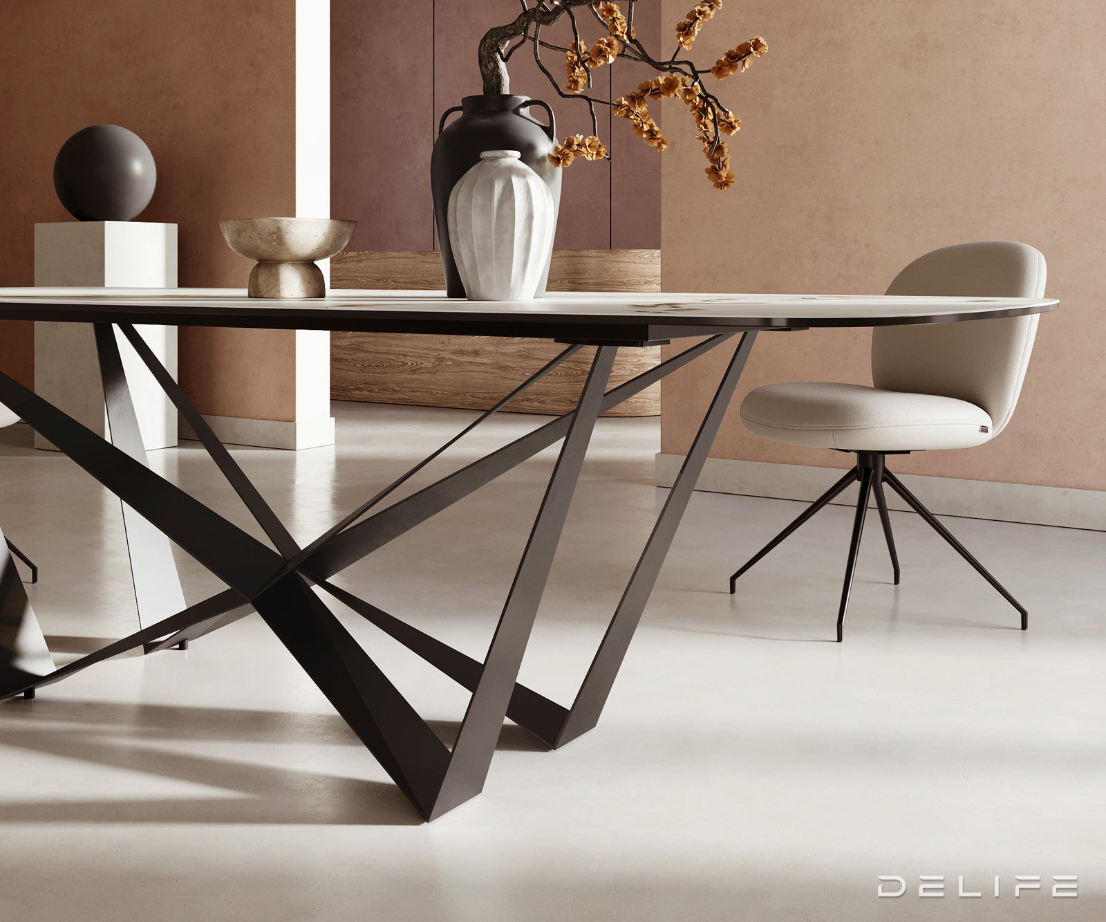 Blagovaonski stol Edge 240x120cm, Materijal: Keramika Calacatta Luxe