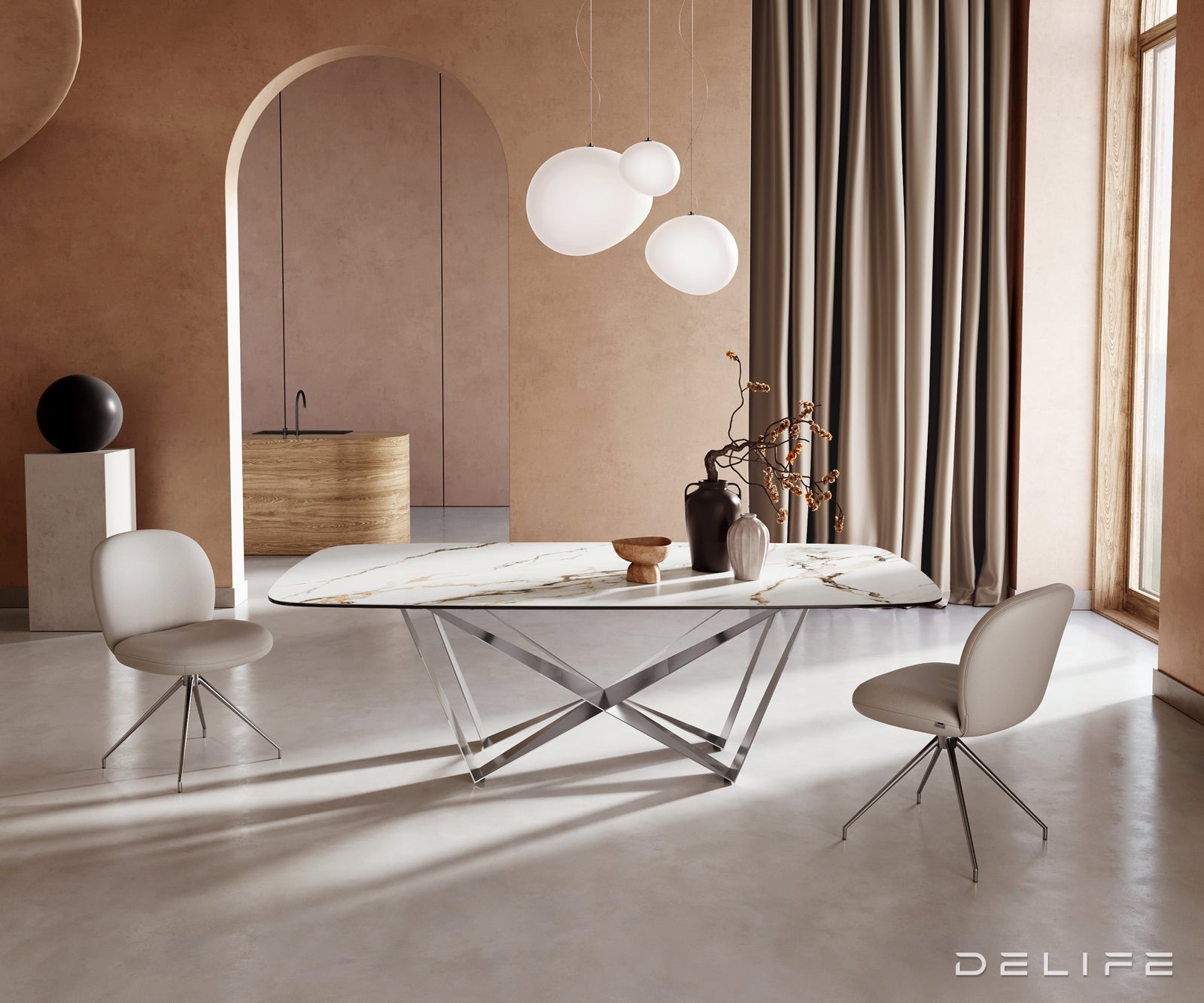 Blagovaonski stol Edge 240x120cm, Materijal: Keramika Calacatta Luxe