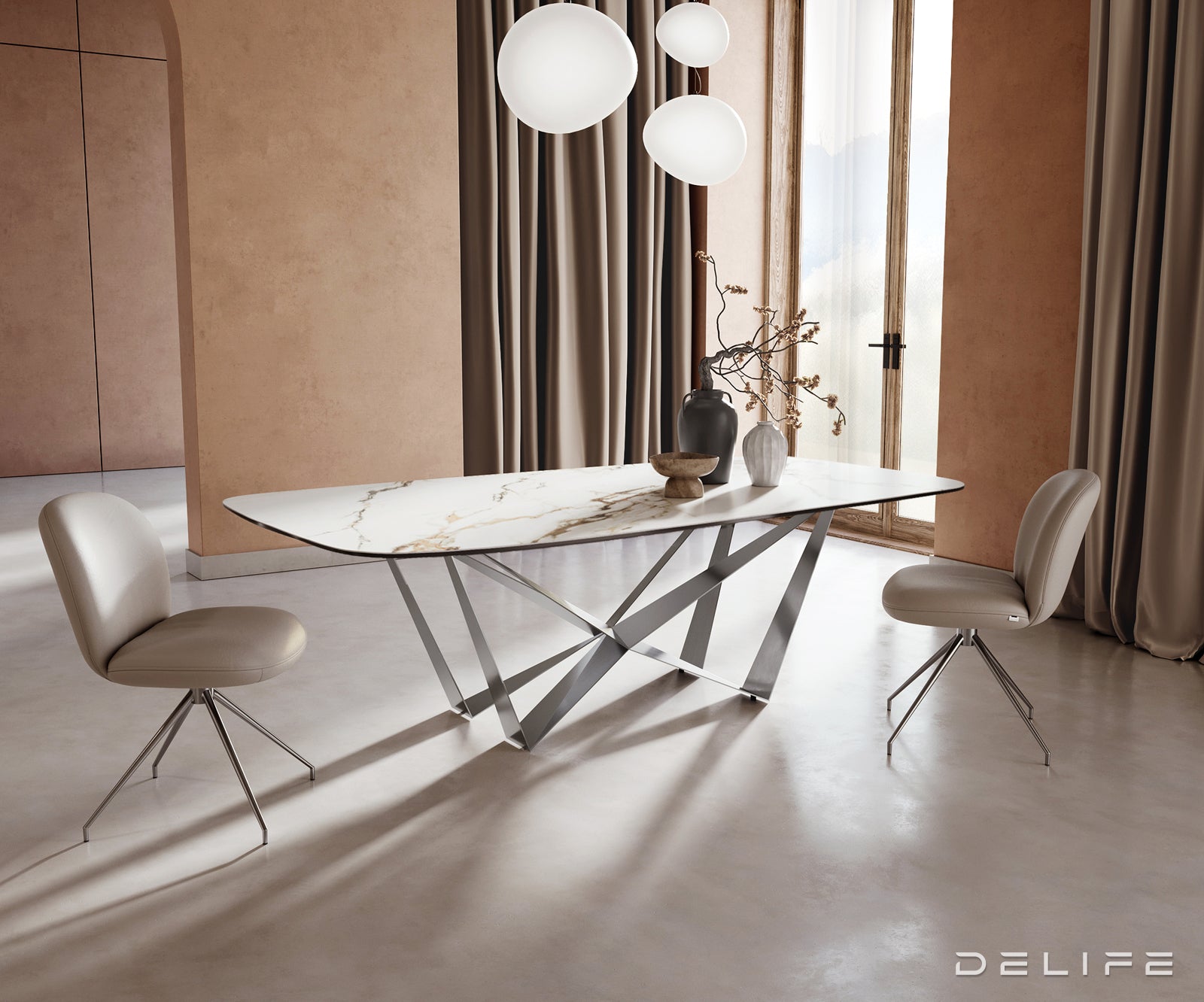 Blagovaonski stol Edge 240x120cm, Materijal: Keramika Calacatta Luxe