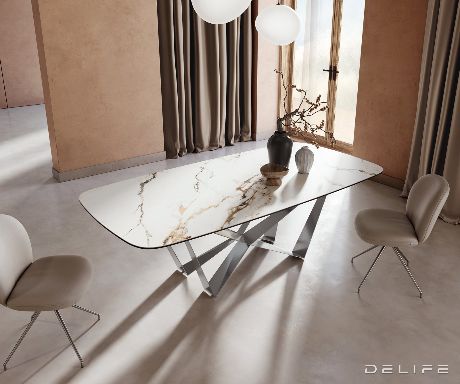 Blagovaonski stol Edge 240x120cm, Materijal: Keramika Calacatta Luxe