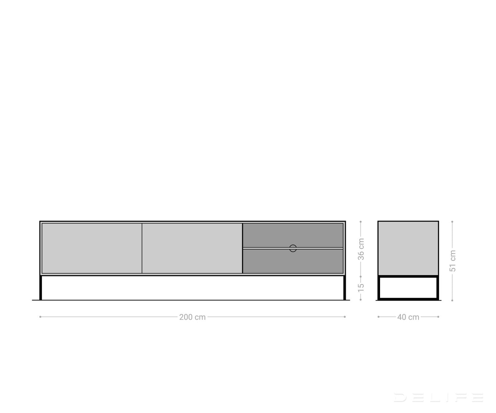 TV Komoda Vaag, 200x40cm, Materijal: Sheesham