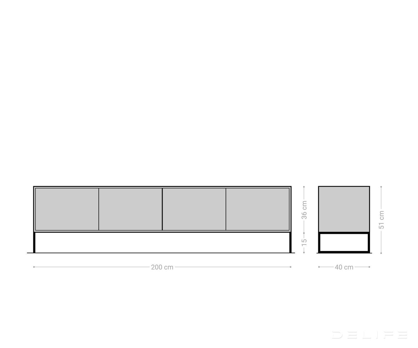TV Komoda Vaag, 200x40cm, Materijal: Sheesham