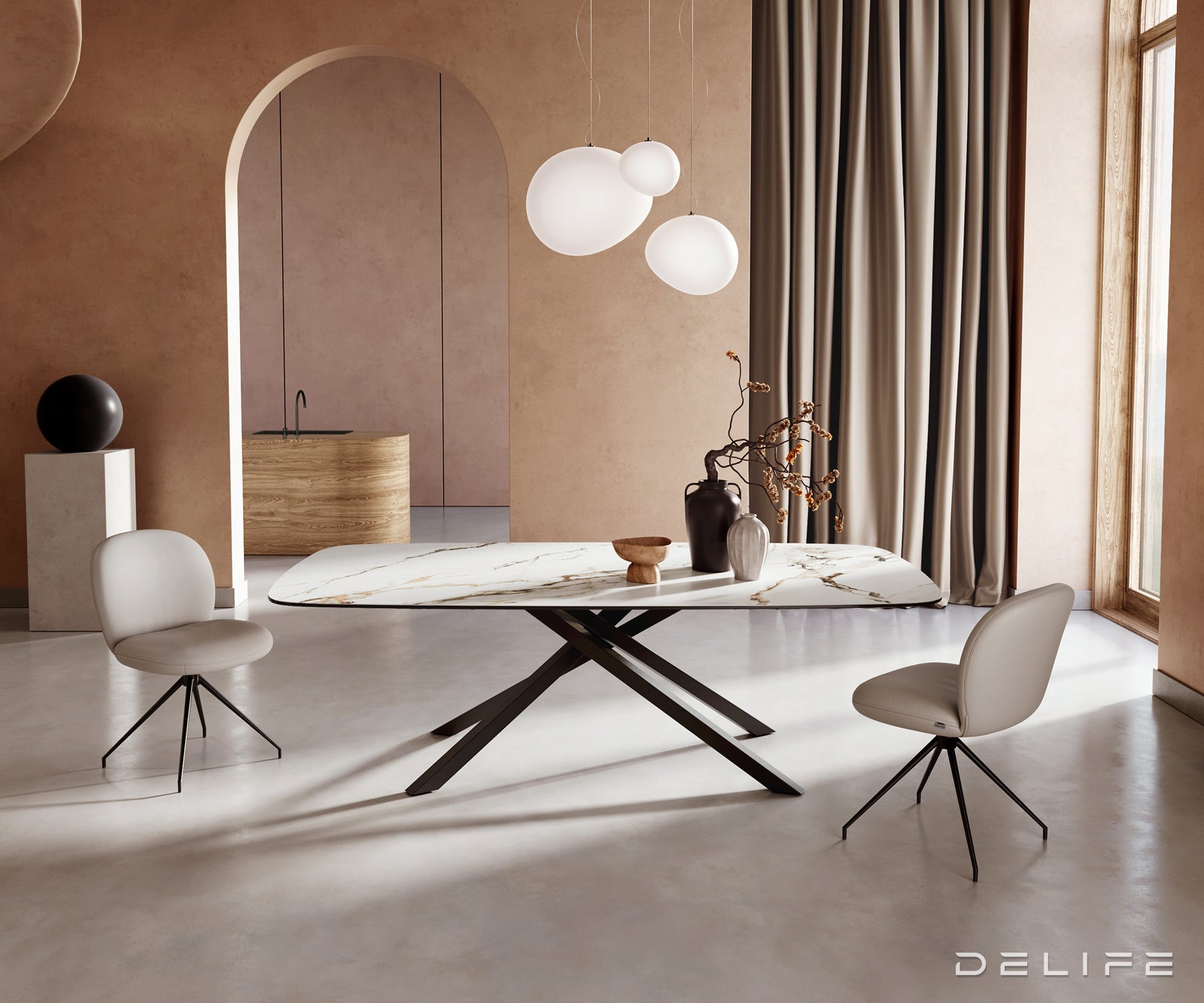 Blagovaonski stol Edge 240x120cm, Materijal: Keramika Calacatta Luxe