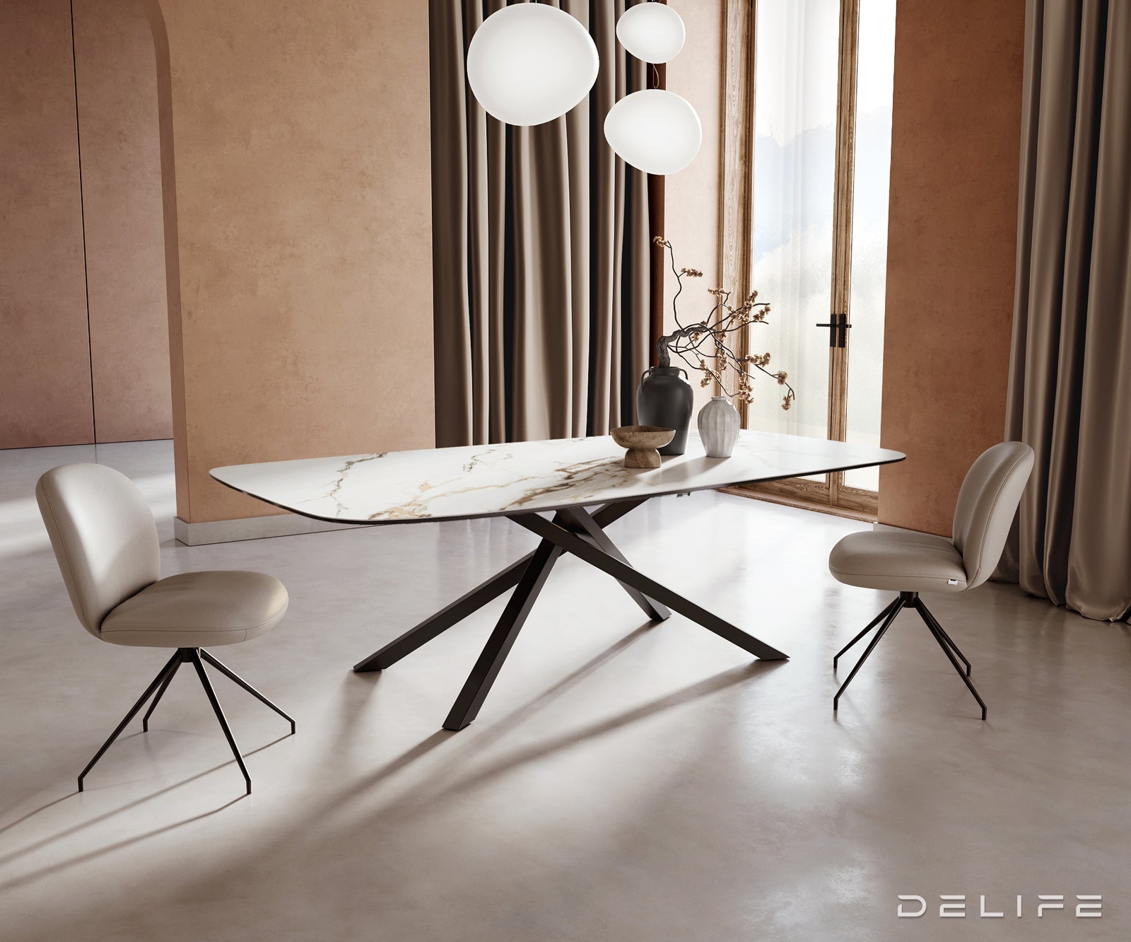 Blagovaonski stol Edge 240x120cm, Materijal: Keramika Calacatta Luxe